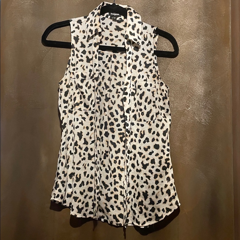 Express Button Up Animal Print Top